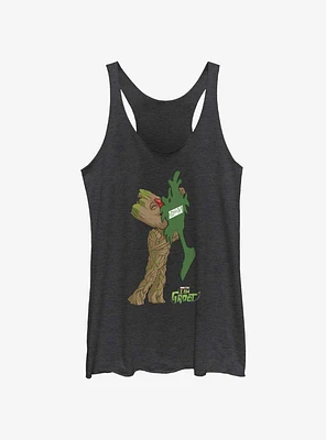 Marvel Guardians Of The Galaxy Baby Groot And Tree Girls Raw Edge Tank