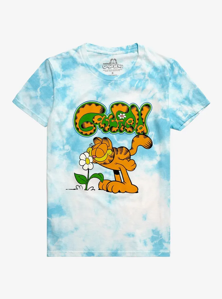 Garfield Flower Tie-Dye Boyfriend Fit Girls T-Shirt