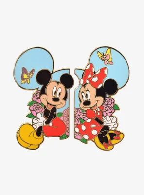 Disney Mickey & Minnie Mouse Floral Enamel Pin Set - BoxLunch Exclusive
