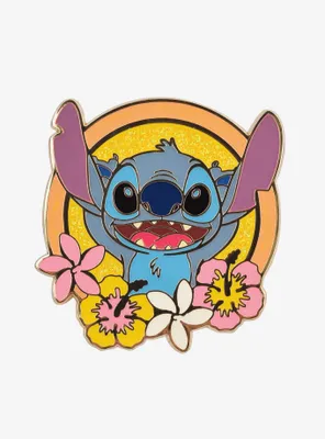 Disney Lilo & Stitch Floral Frame Stitch Enamel Pin - BoxLunch Exclusive