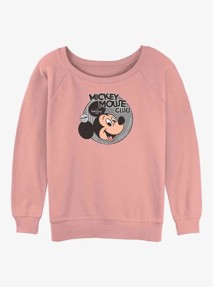 Disney 100 Mickey Mouse Circle Badge Womens Slouchy Sweatshirt