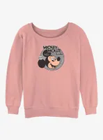 Disney 100 Mickey Mouse Circle Badge Womens Slouchy Sweatshirt