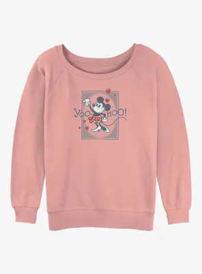 Disney 100 Minnie Mouse Yoo Hoo Womens Slouchy Sweatshirt