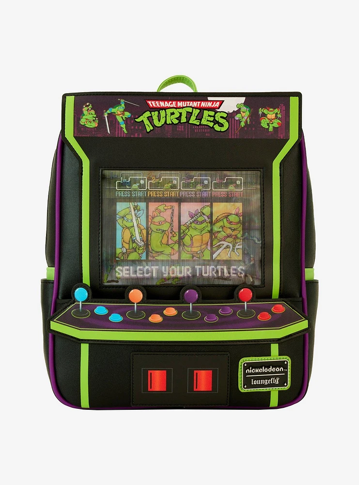 Loungefly Teenage Mutant Ninja Turtles 40th Anniversary Glow-in-the-Dark Arcade Mini Backpack