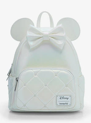 Loungefly Disney Minnie Mouse Iridescent Bridal Mini Backpack