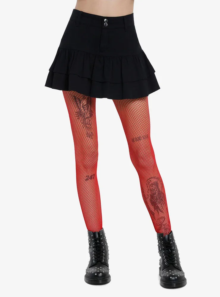 Hot Topic Red Fishnet Tights