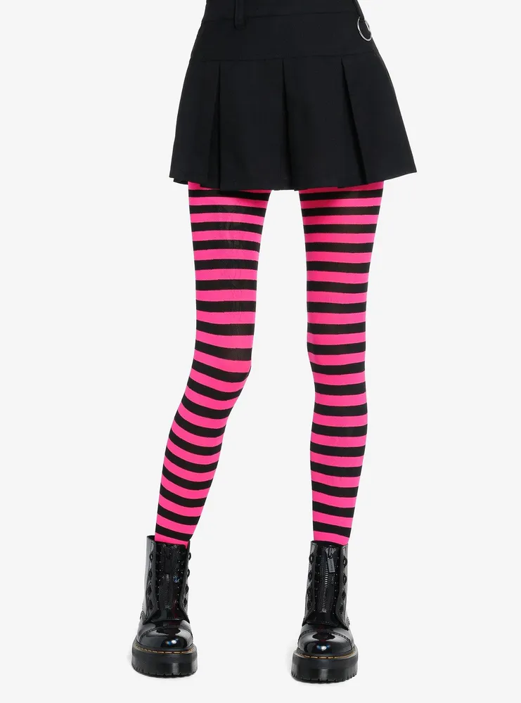 Hot Topic Leg Avenue Black & Hot Pink Stripe Tights