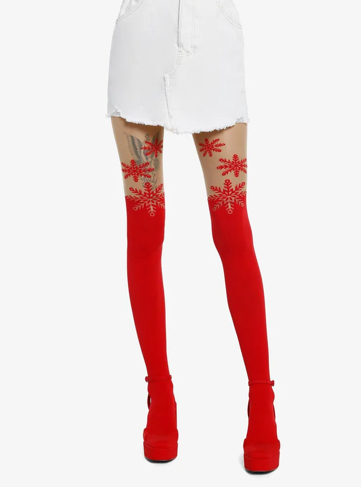 Red Snowflake Tights