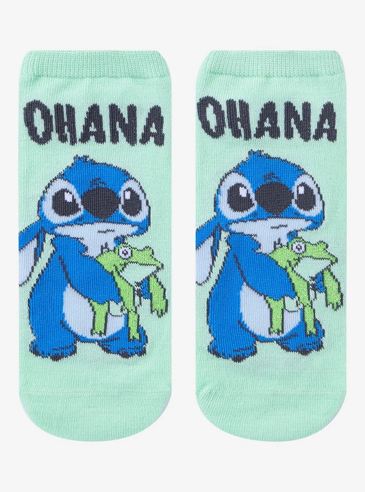 Disney Lilo & Stitch Frog Ohana No-Show Socks