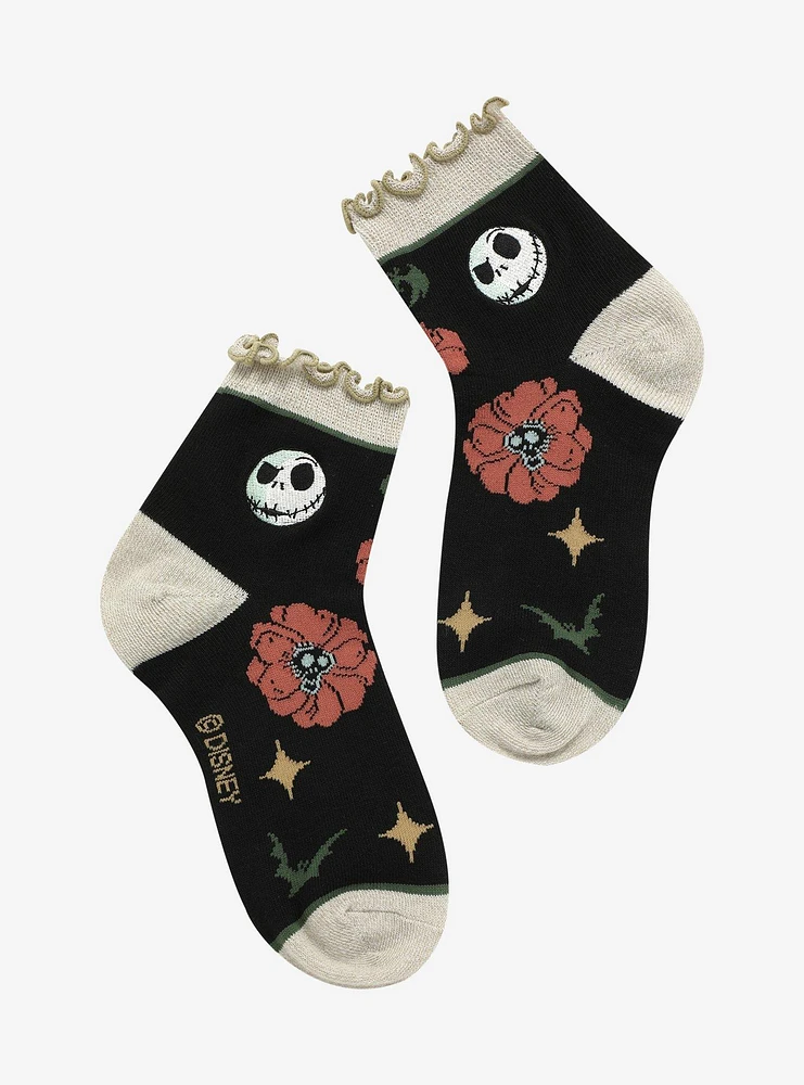 The Nightmare Before Christmas Floral Ruffle Ankle Socks