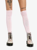 Pink Ribbed Knee-High Socks