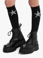 Black & Grey Star Knee-High Socks