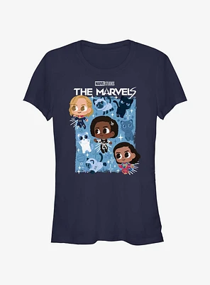 Marvel The Marvels Chibi Heroes Poster Girls T-Shirt