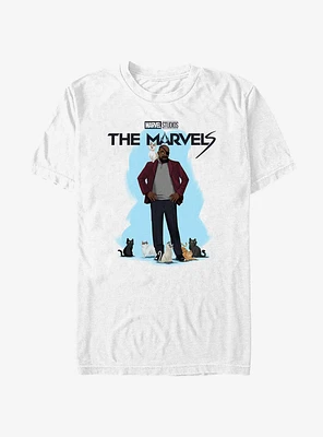 Marvel The Marvels Nick Fury Cat Attack T-Shirt