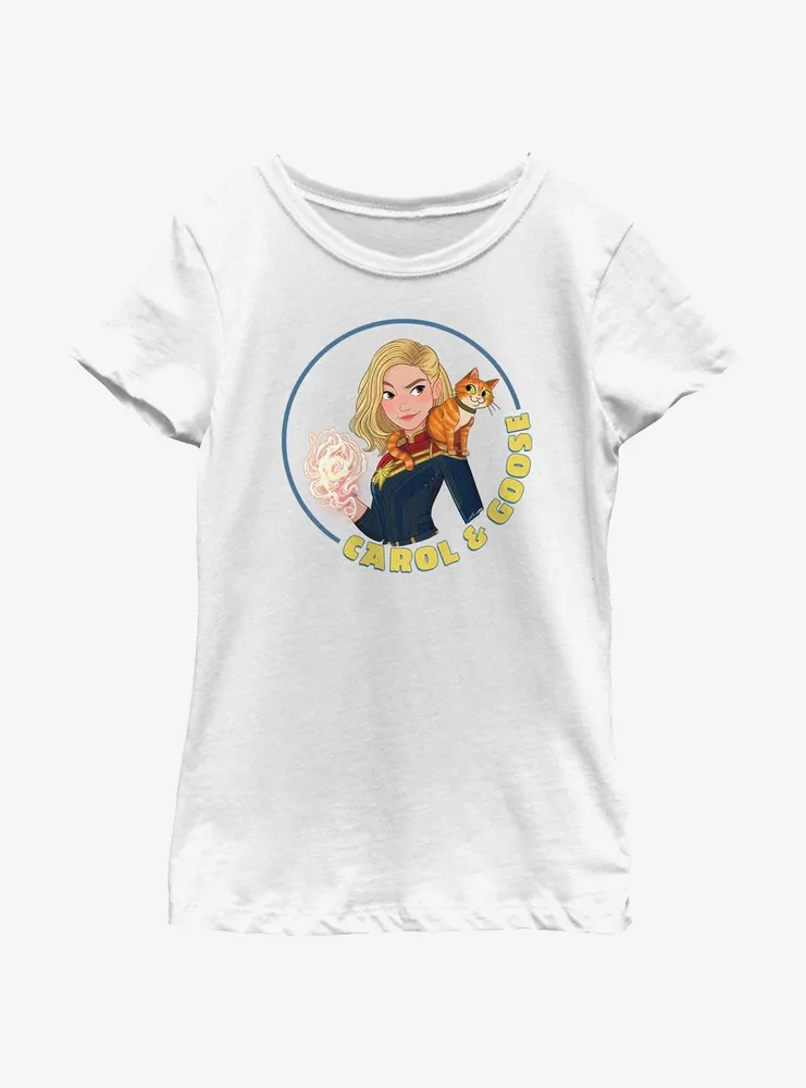 Marvel The Marvels Carol And Goose Youth Girls T-Shirt