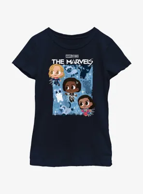 Marvel The Marvels Chibi Heroes Poster Youth Girls T-Shirt