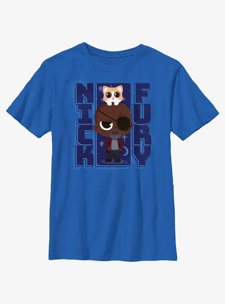 Marvel The Marvels Chibi Nick Fury Youth T-Shirt