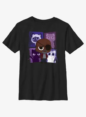Marvel The Marvels Nick Fury and His Flerkens Youth T-Shirt