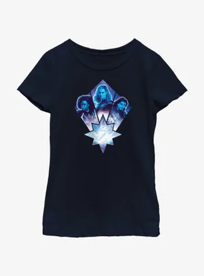 Marvel The Marvels Trio Team Badge Youth Girls T-Shirt