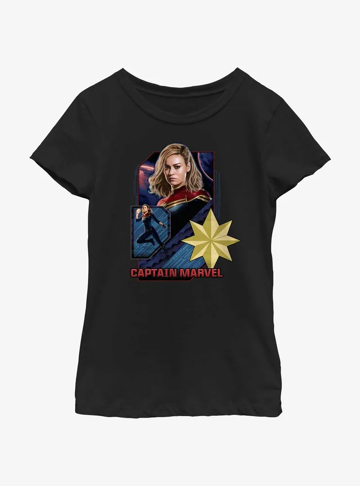 Marvel The Marvels Captain Badge Youth Girls T-Shirt