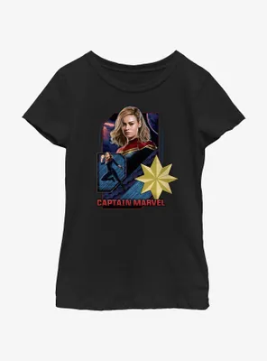 Marvel The Marvels Captain Badge Youth Girls T-Shirt