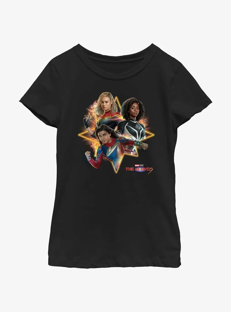 Marvel The Marvels Trio Logo Youth Girls T-Shirt