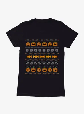 Ugly Chirstmas Pumpkin Skull Candy Womens T-Shirt