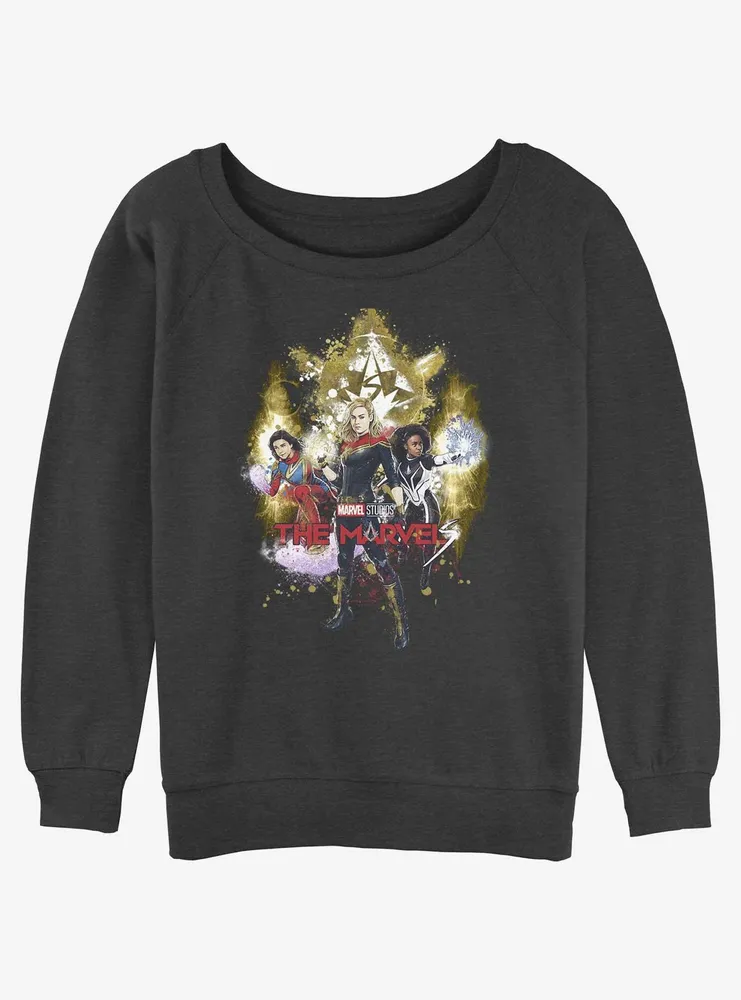 Marvel The Marvels Splatter Power Womens Slouchy Sweatshirt BoxLunch Web Exclusive