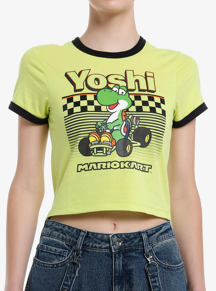 Mario Kart Yoshi Ringer Girls Baby T-Shirt