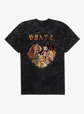 Bratz Flame Chain Heart Mineral Wash T-Shirt