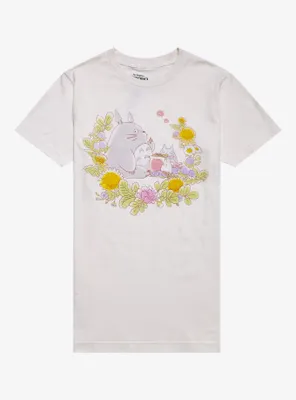 Studio Ghibli My Neighbor Totoro Flowers Boyfriend Fit T-Shirt