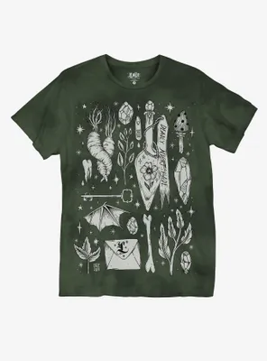Mystical Items Green Wash Boyfriend Fit Girls T-Shirt by Lolle