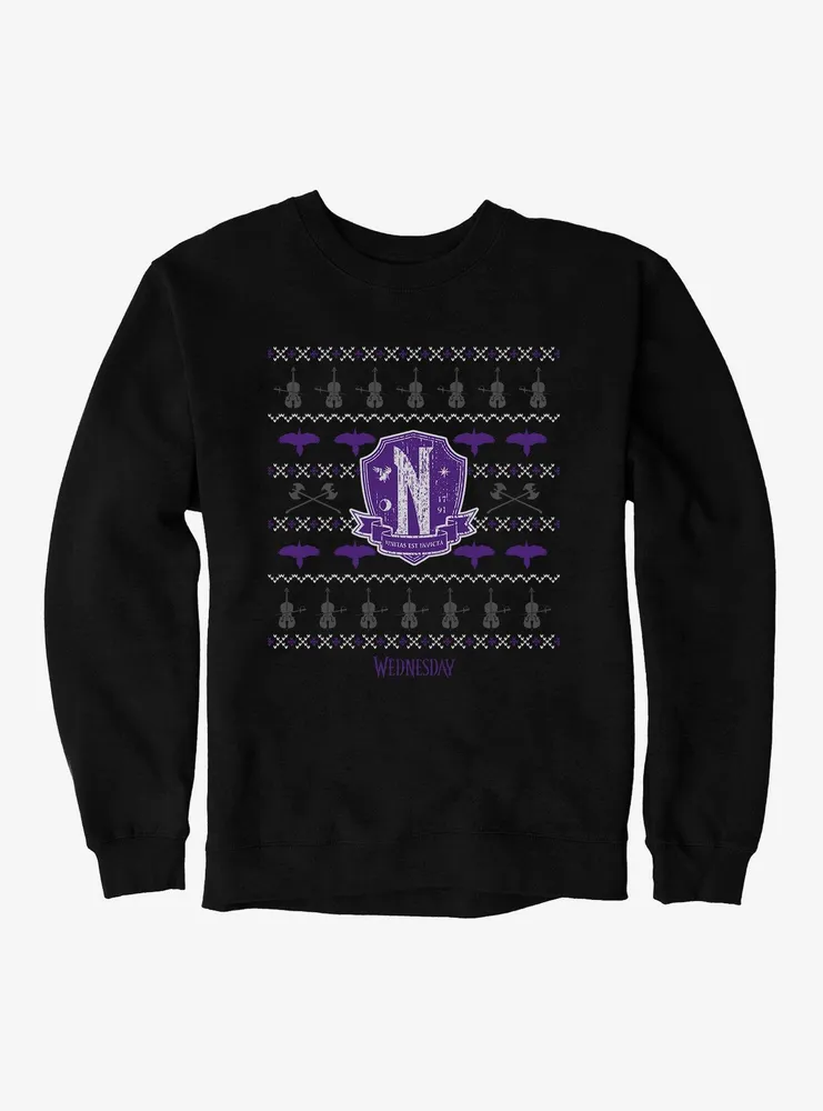 Wednesday Nevermore Christmas Sweater Pattern Sweatshirt