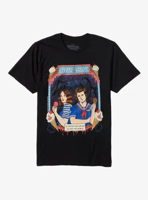 Stranger Things Duo Vintage Art Boyfriend Fit Girls T-Shirt By Tragic