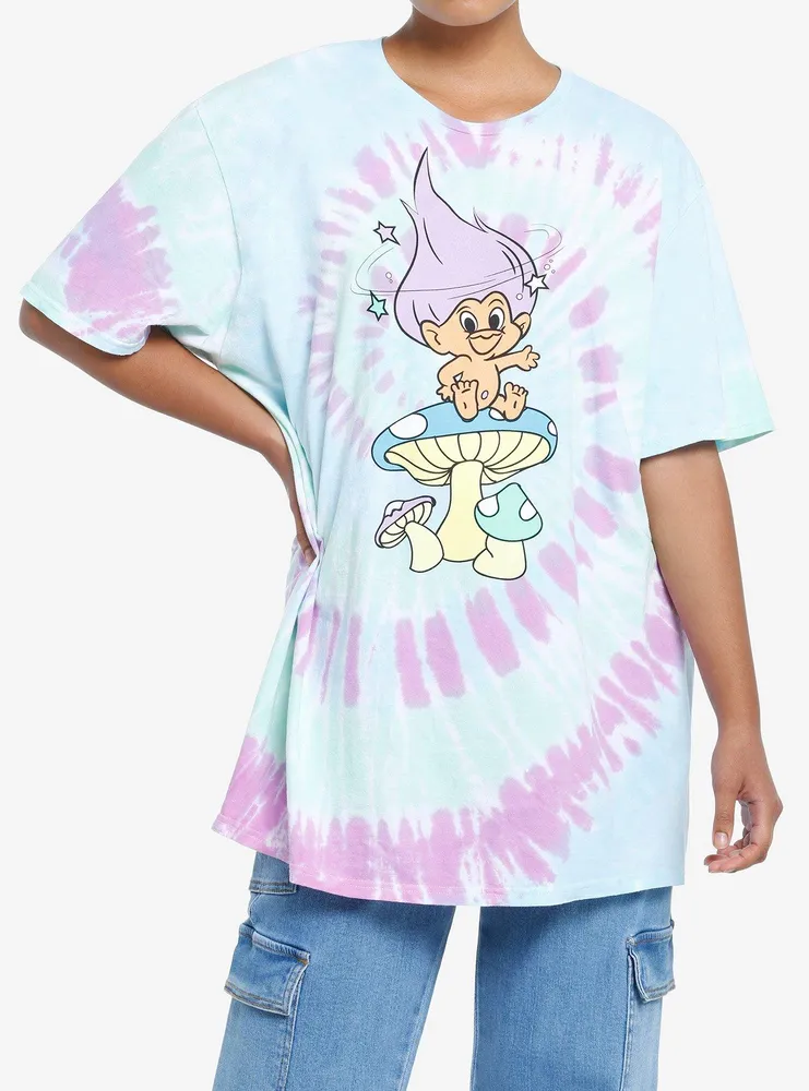 Good Luck Trolls Vintage Tie-Dye Girls Oversized T-Shirt