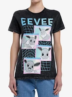 Pokemon Eevee Pastel Grid Wash Boyfriend Fit Girls T-Shirt