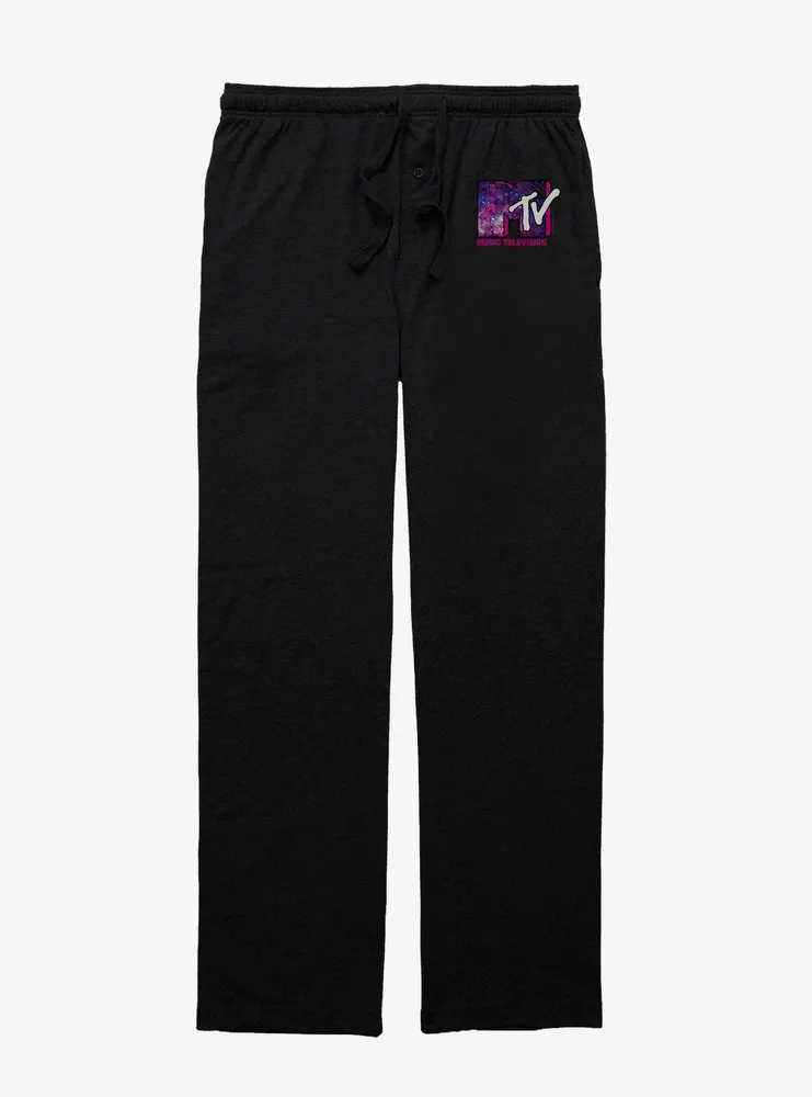 MTV Womens Sweatpants Sz XS Black I Want My MTV Print Draw String