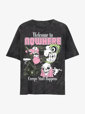 Courage The Cowardly Dog Welcome To Nowhere Dark Wash Boyfriend Fit Girls T-Shirt