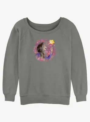 Disney Wish Asha and Star Watercolor Womens Slouchy Sweatshirt