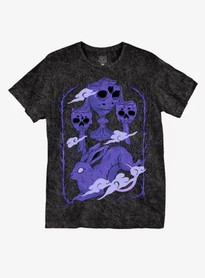 Bunny Skull Goblets Wash Boyfriend Fit Girls T-Shirt By Toon Lord