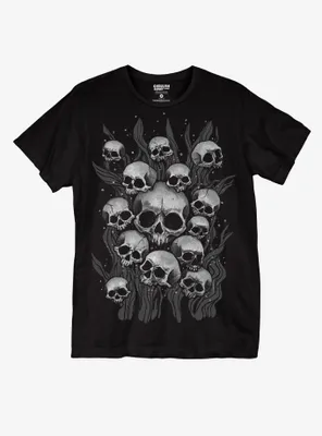 Skulls Sinking Boyfriend Fit Girls T-Shirt By Ghoulish Bunny