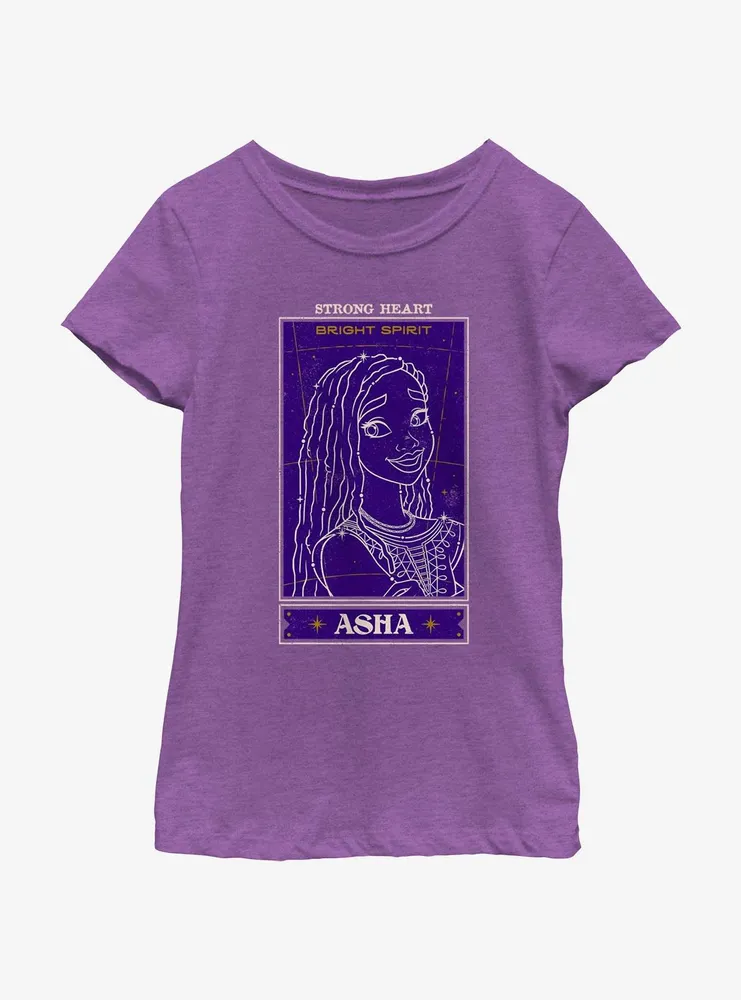 Disney Wish Strong Heart Asha Card Youth Girls T-Shirt