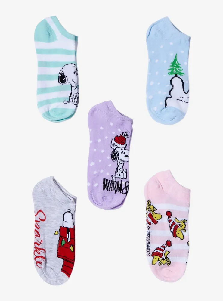 Peanuts Snoopy Holiday No-Show Socks 5 Pair