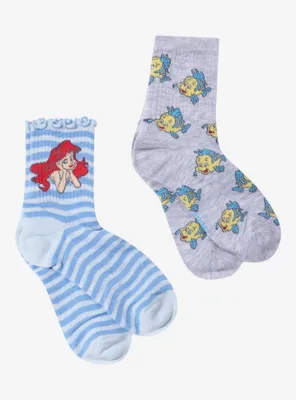 Disney The Little Mermaid Ariel & Flounder Crew Socks 2 Pair