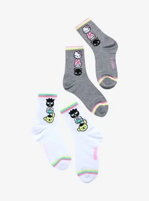 Hello Kitty And Friends Stacked Ribbed Crew Socks 2 Pair