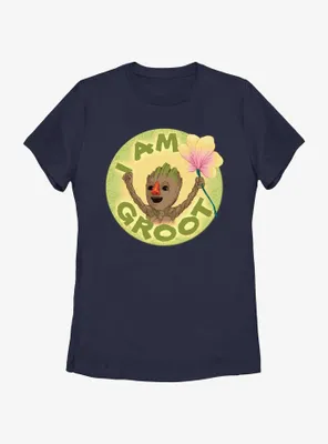 Marvel I Am Groot With Flower Womens T-Shirt