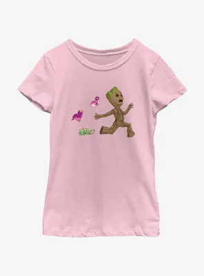 Marvel I Am Groot Bird Chase Youth Girls T-Shirt