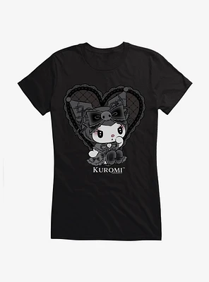 Kuromi Lacey Black Heart Girls T-Shirt