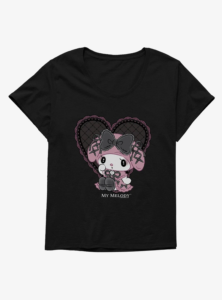 My Melody Lacey Black Heart Girls T-Shirt Plus