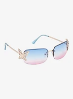 Blue & Pink Ombre Butterfly Sunglasses